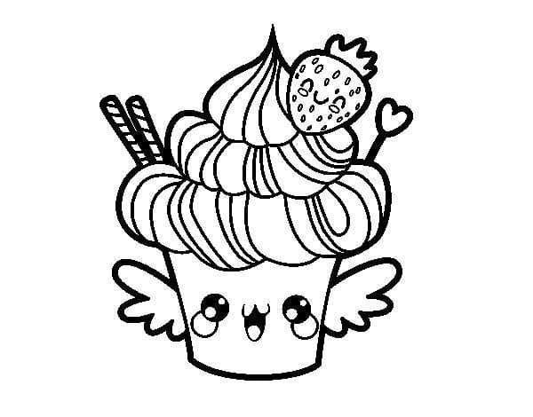 Printbar Kawaii Cupcake Tegninger til Farvelægning