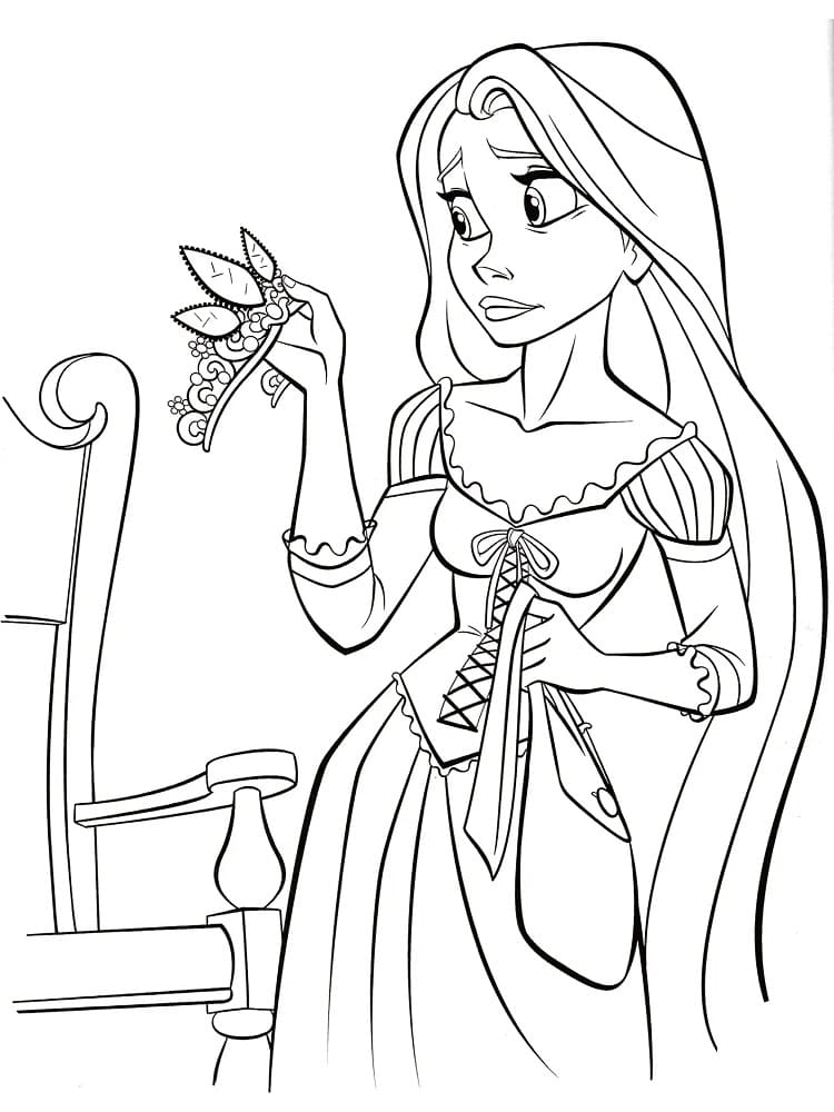 Rapunzel Med Krone Tegninger til Farvelægning