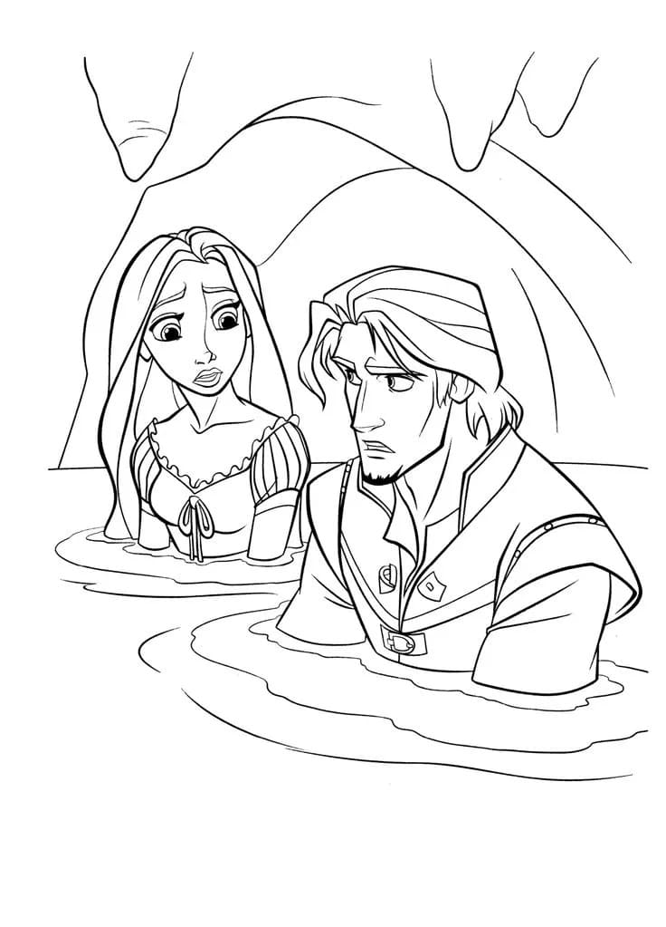 Rapunzel Og Flynn Tegninger til Farvelægning