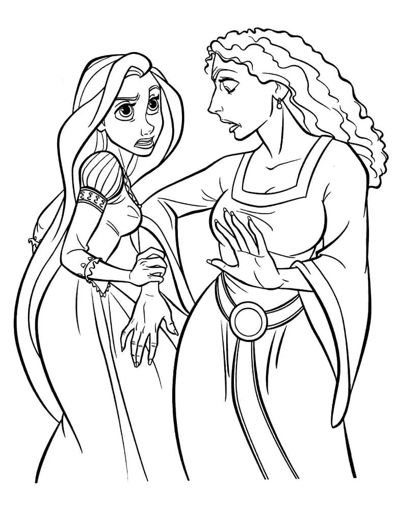 Rapunzel Og Moder Gothel Tegninger til Farvelægning
