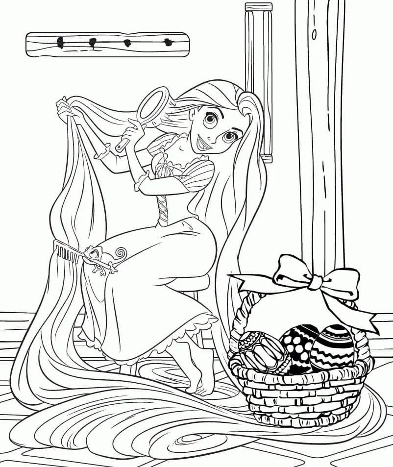 Rapunzel Og Påskekurv Tegninger til Farvelægning