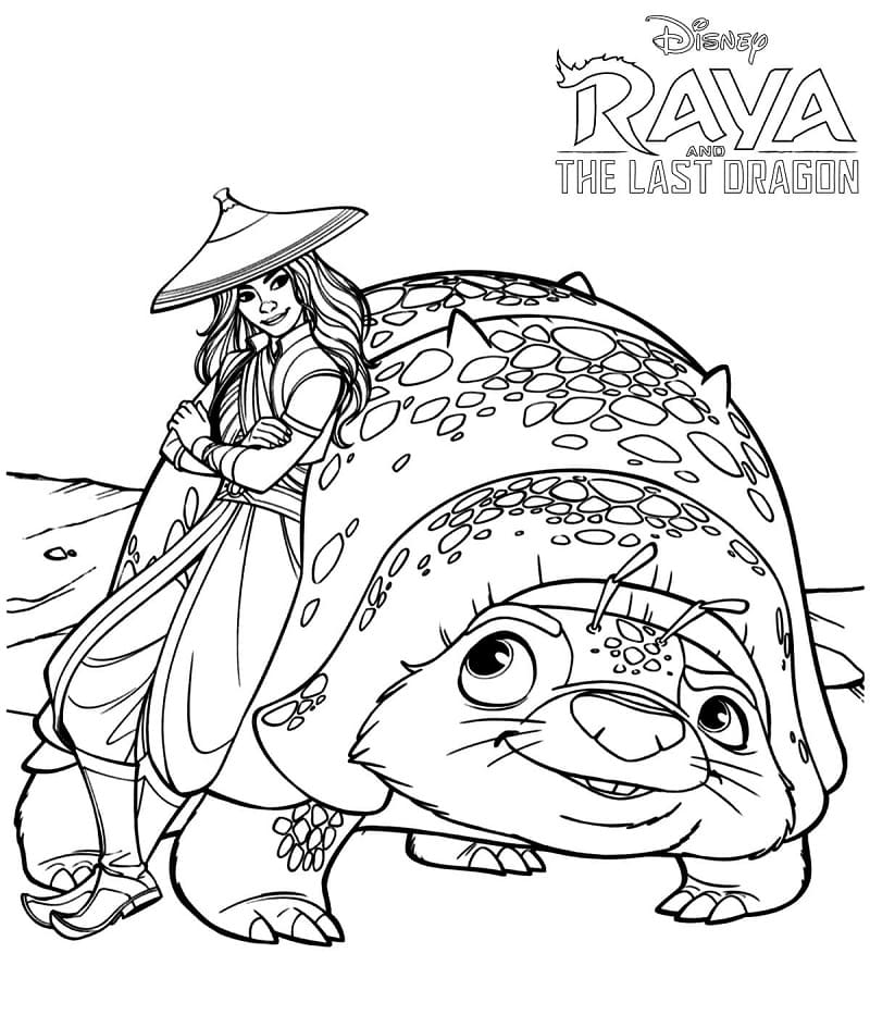 Raya og Tuk Tuk fra Raya og den sidste drage Tegninger til Farvelægning