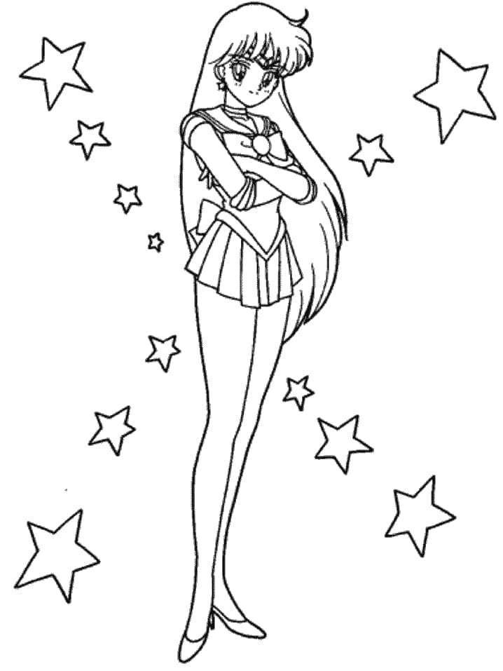 Rei Hino fra Anime Sailor Moon Tegninger til Farvelægning