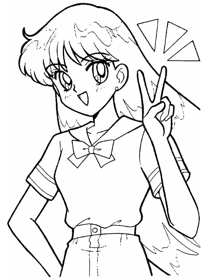 Rei Hino fra Sailor Moon Tegninger til Farvelægning