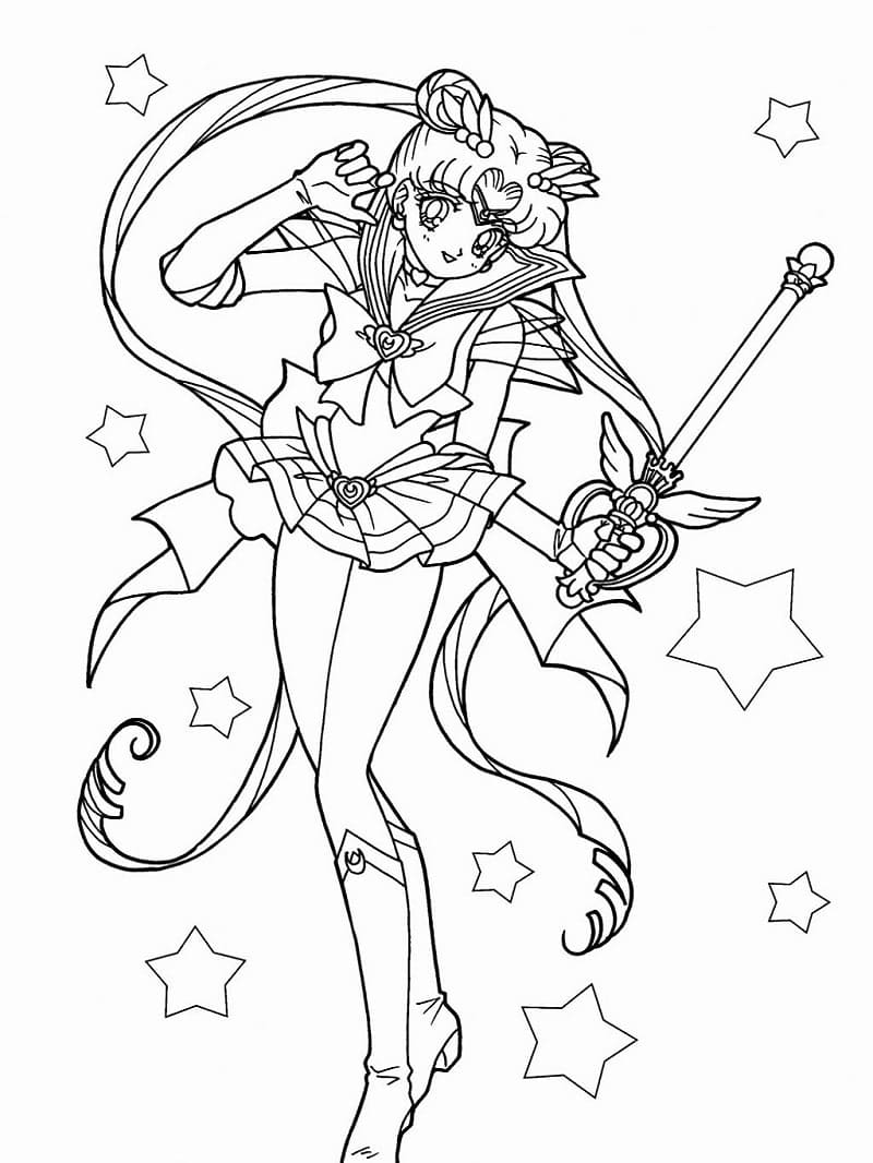 Sailor Moon for børn gratis Tegninger til Farvelægning
