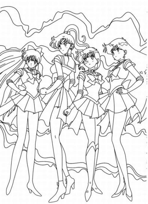 Sailor Moon gratis printbar Tegninger til Farvelægning