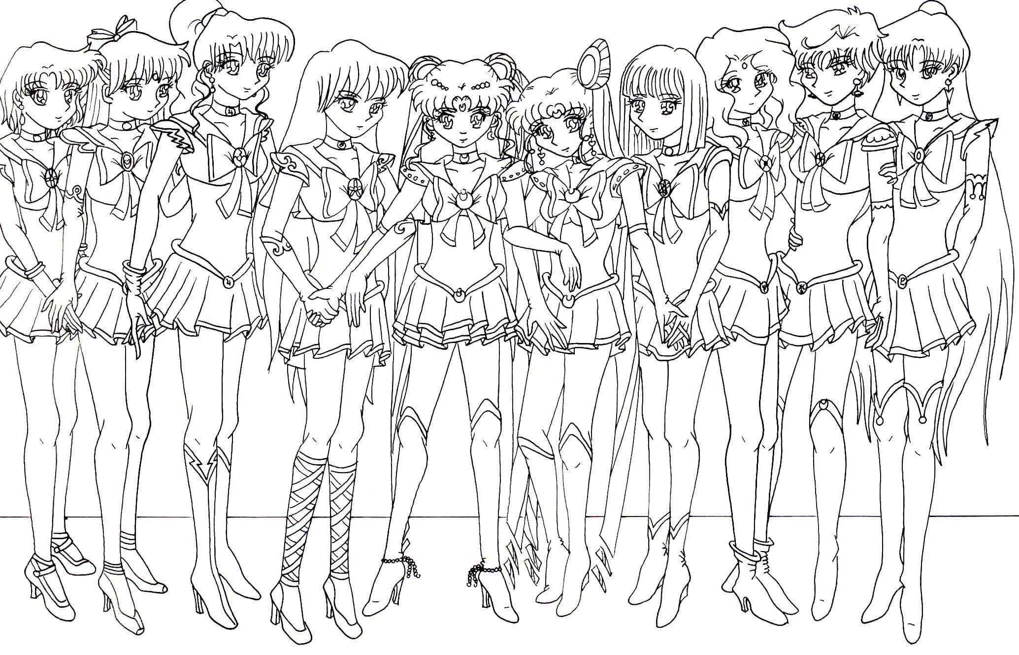 Sailor Moon karakterer Tegninger til Farvelægning