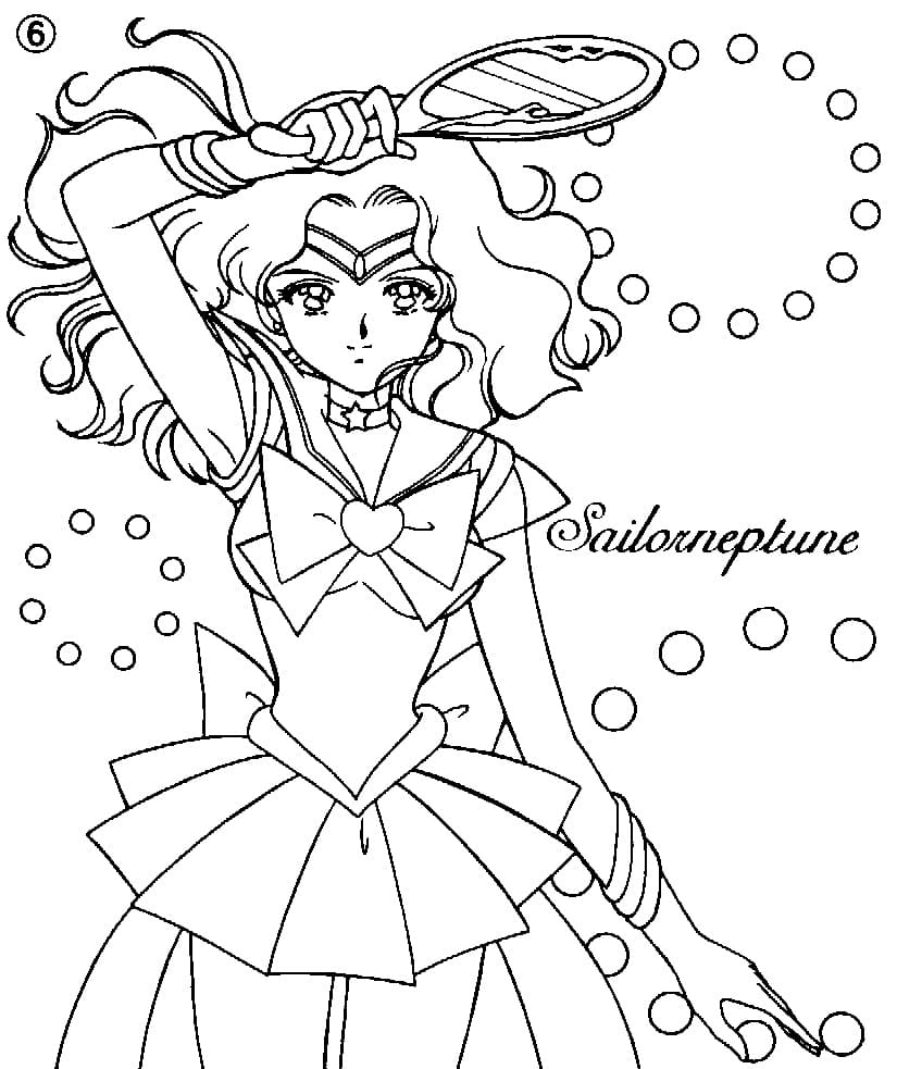 Sailor Neptune fra Sailor Moon Tegninger til Farvelægning