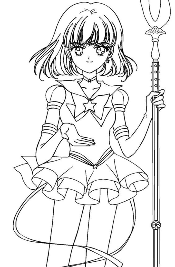 Sailor Saturn fra Anime Sailor Moon Tegninger til Farvelægning