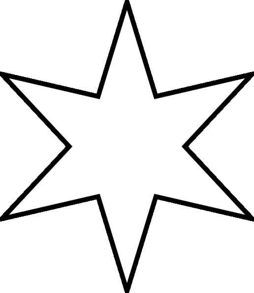 Sekstakket Stjerne Tegninger til Farvelægning