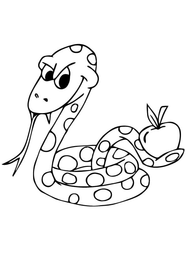 Slange Med Æble Tegninger til Farvelægning
