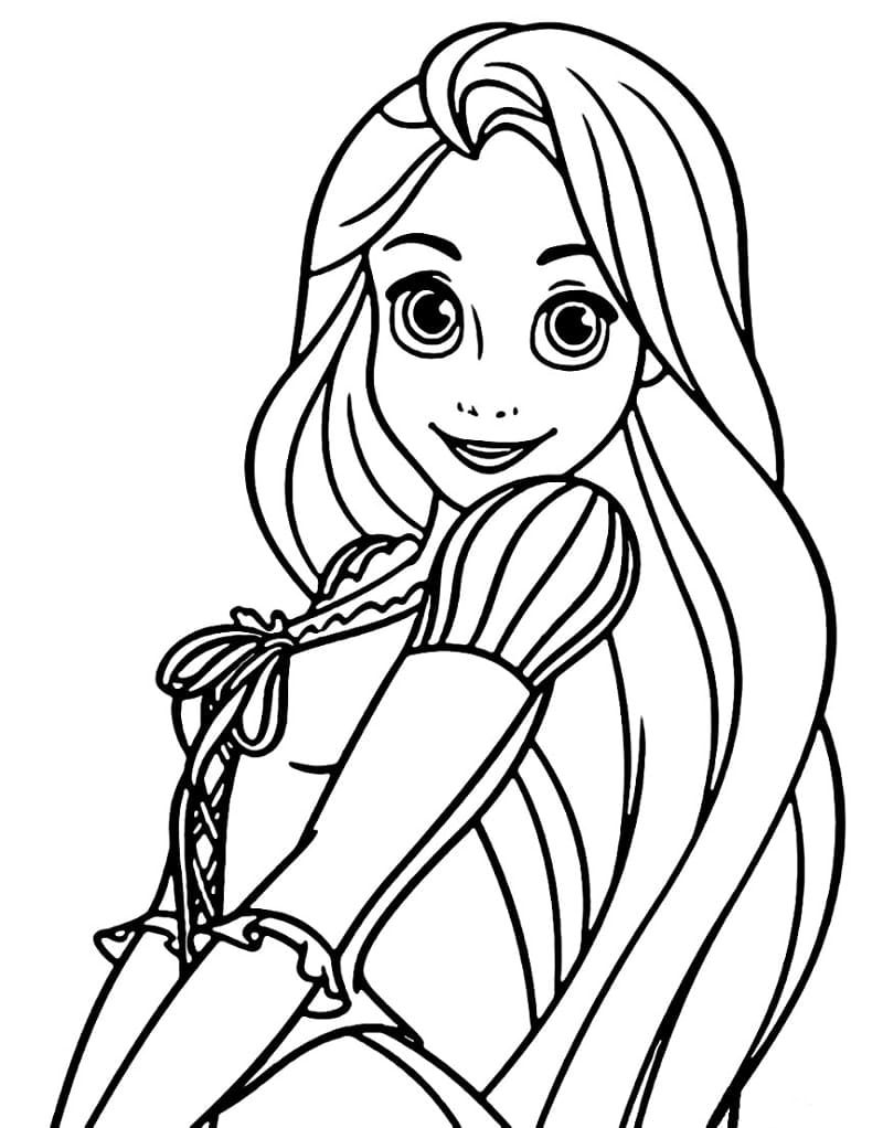 Smilende Prinsesse Rapunzel Tegninger til Farvelægning