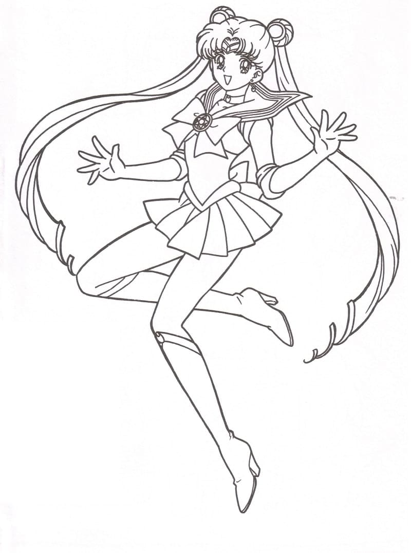 Smuk pige Sailor Moon Tegninger til Farvelægning