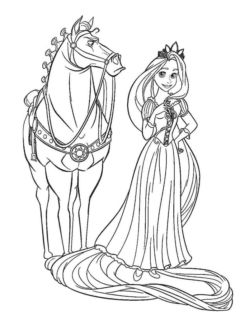 Smuk Prinsesse Rapunzel Tegninger til Farvelægning