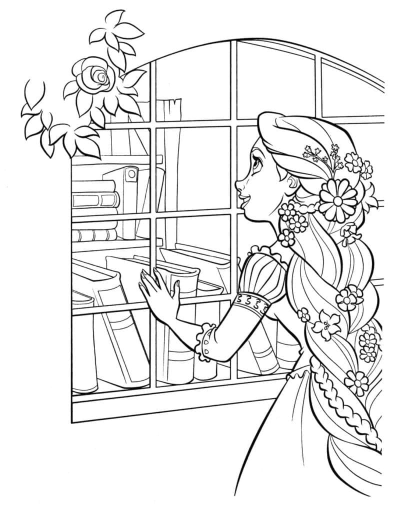 Smukke Prinsesse Rapunzel Printbar Tegninger til Farvelægning