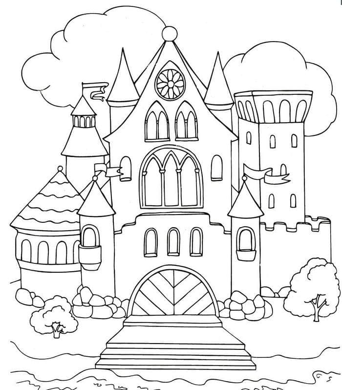Smukt slot Printbar Tegninger til Farvelægning