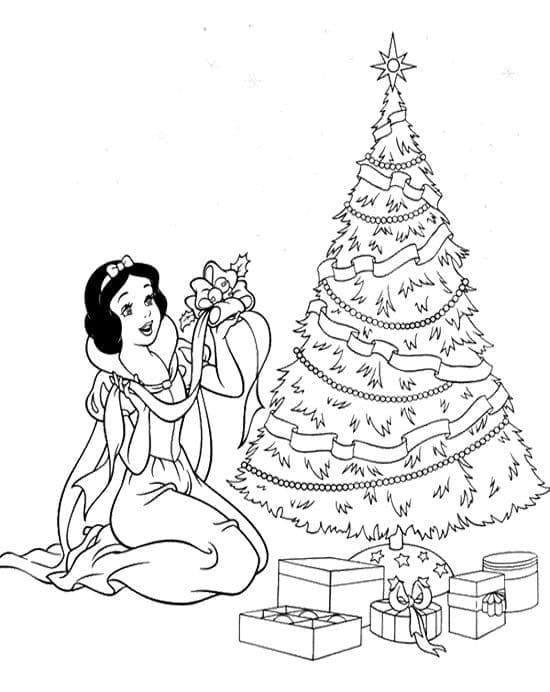 Snehvide og Juletræ Tegninger til Farvelægning