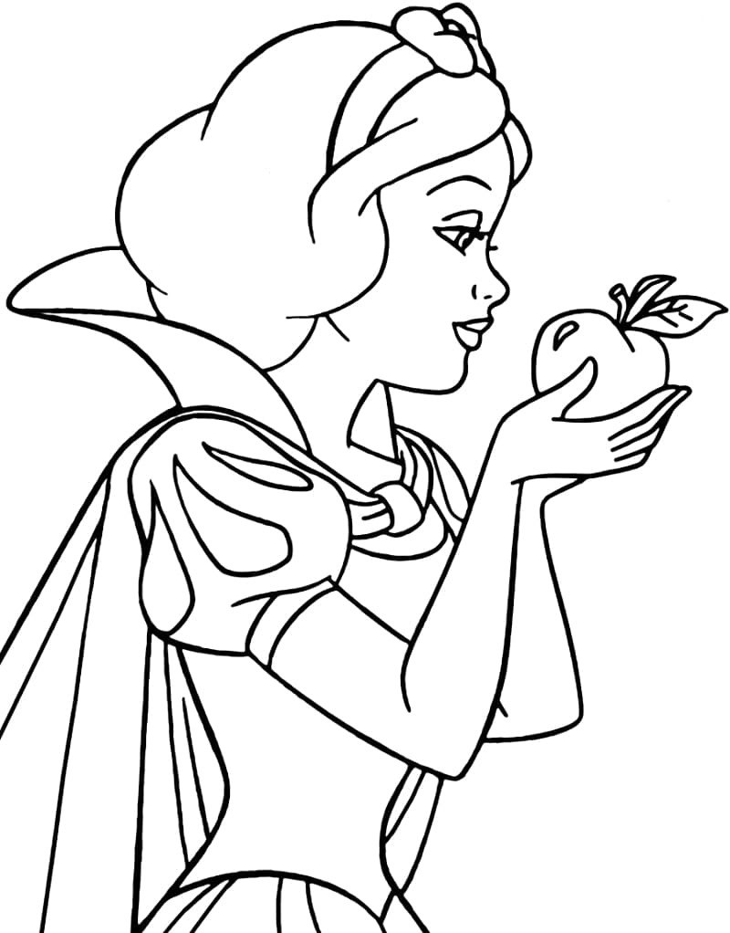 Snehvide Spiser Forgiftet Æble Tegninger til Farvelægning