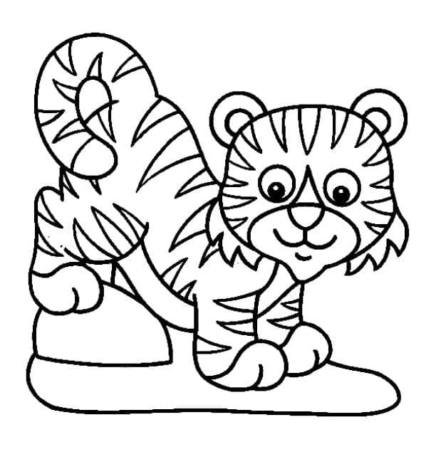 Sød Baby Tiger Tegninger til Farvelægning