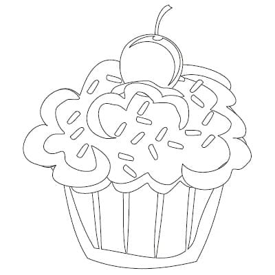 Sød Cupcake Printbar Tegninger til Farvelægning