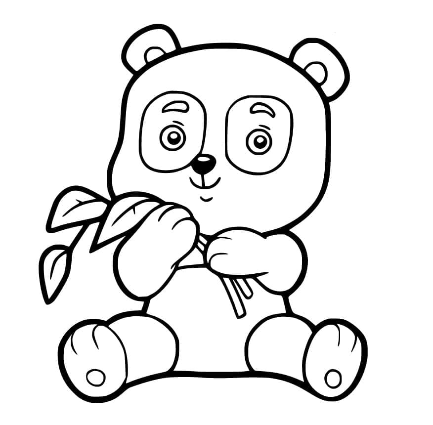 Sød Panda Med Bambus Tegninger til Farvelægning