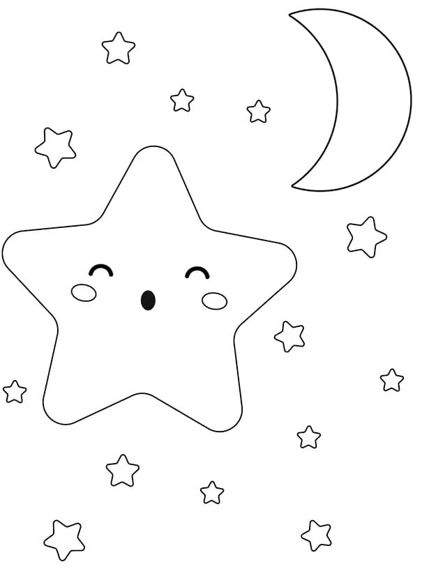 Sød Skinnende Stjerne Tegninger til Farvelægning