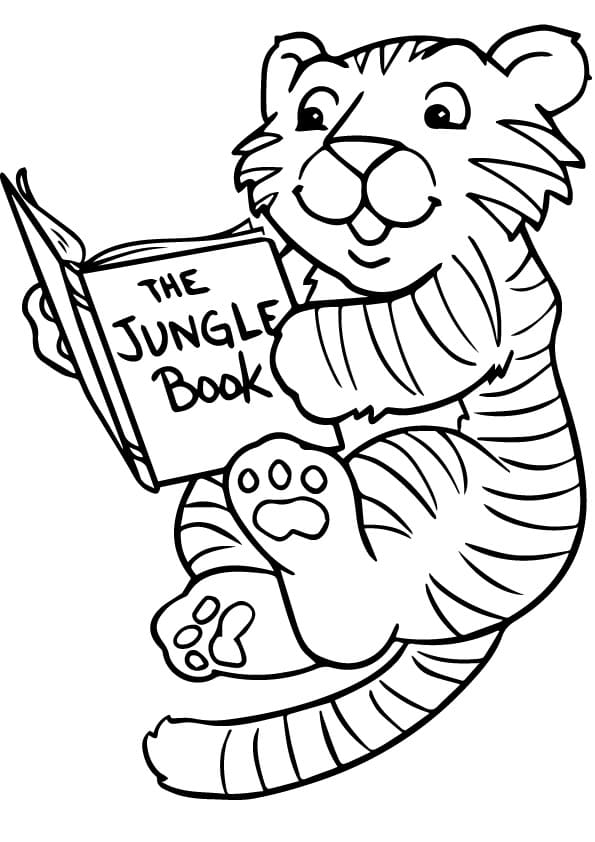 Sød Tiger Læsebog Tegninger til Farvelægning