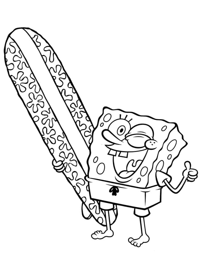 SpongeBob Med Surfbræt Tegninger til Farvelægning