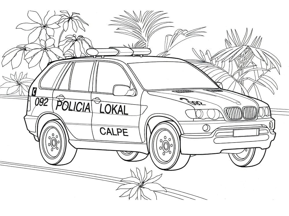 SUV Politibil Tegninger til Farvelægning