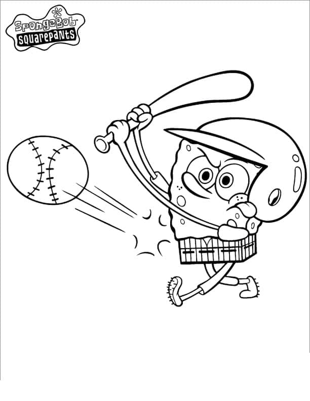 SvampeBob Med Baseball Tegninger til Farvelægning