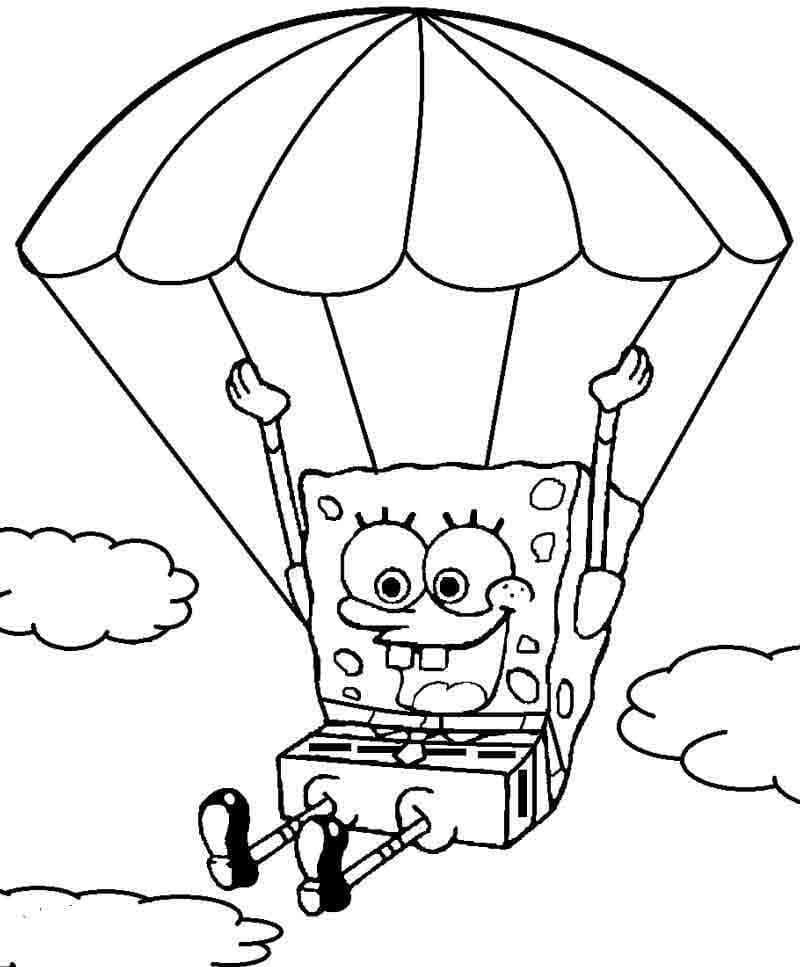 Svampebob Med Luftballon Tegninger til Farvelægning