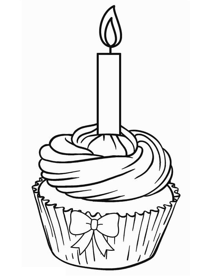 Tillykke med fødselsdagen Cupcake Tegninger til Farvelægning