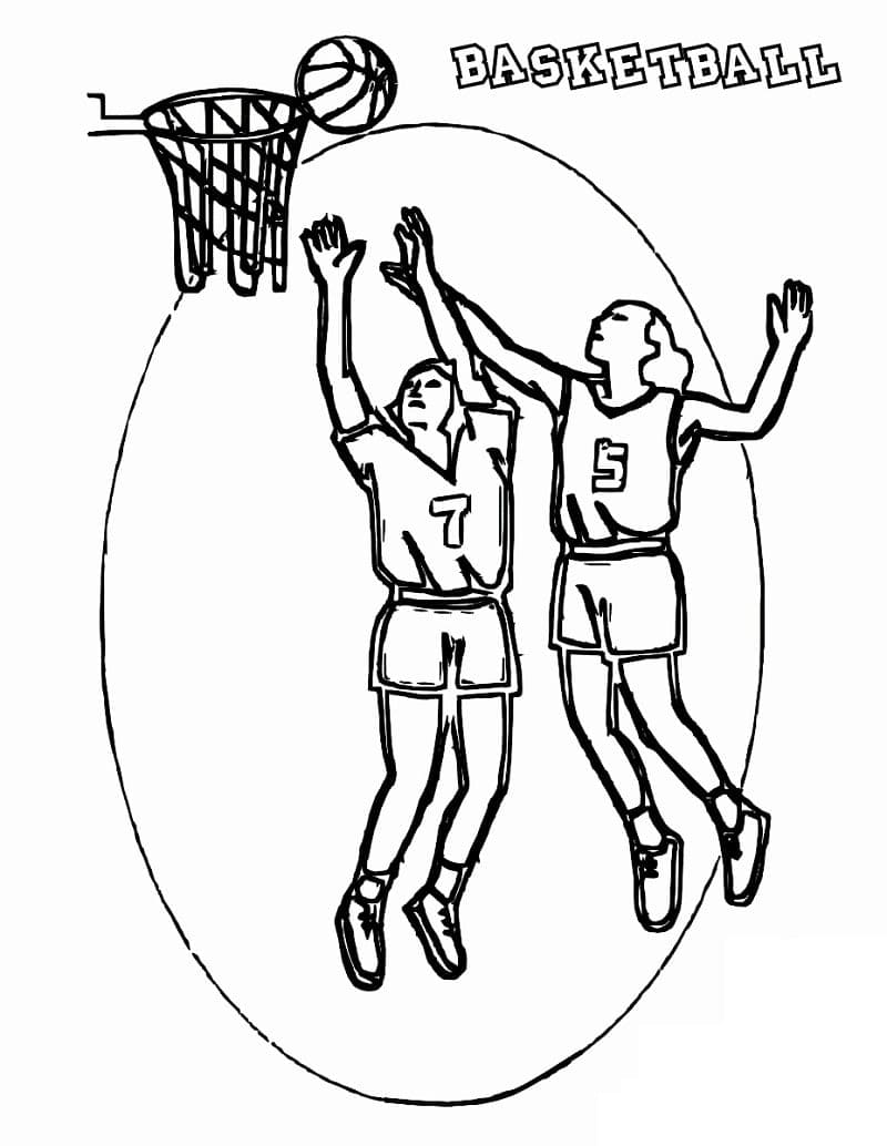 To Basketballspillere Tegninger til Farvelægning