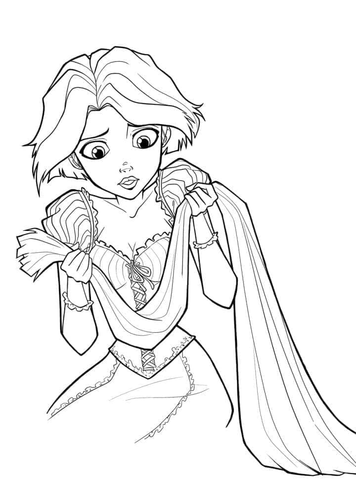 Trist Prinsesse Rapunzel Tegninger til Farvelægning