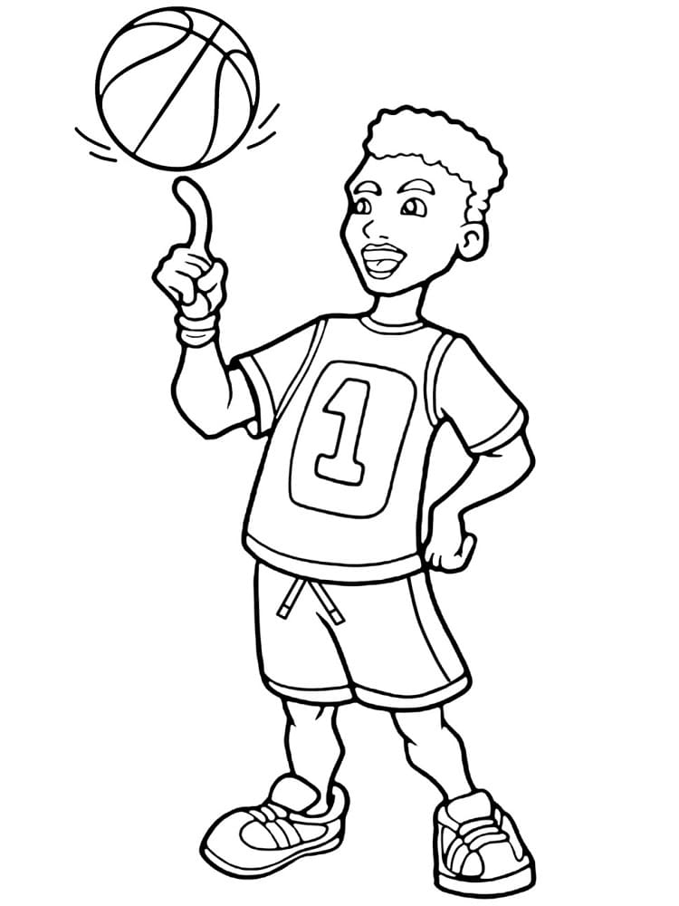 Ung Basketballspiller Tegninger til Farvelægning