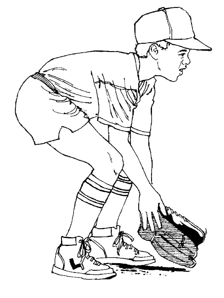 Ung Dreng Spiller Baseball Tegninger til Farvelægning