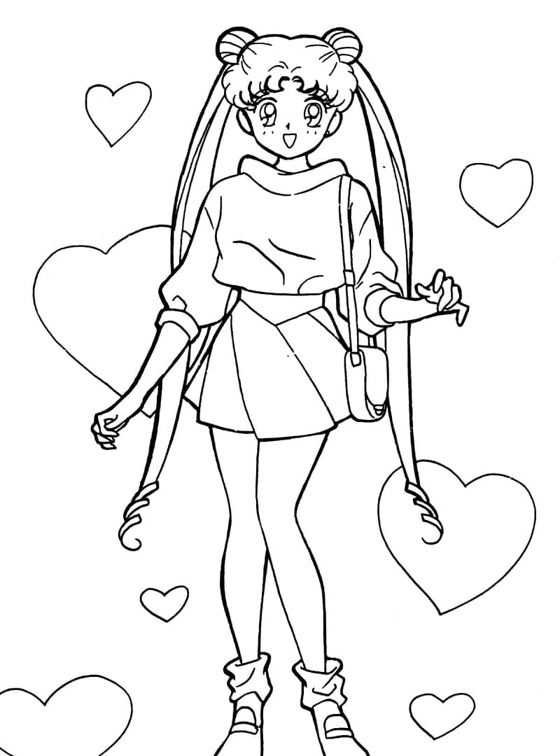 Usagi Tsukino fra Sailor Moon Tegninger til Farvelægning