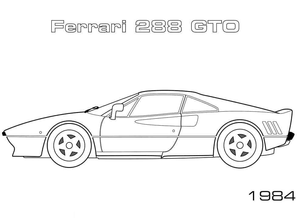 1984 Ferrari 288 GTO Tegninger til Farvelægning