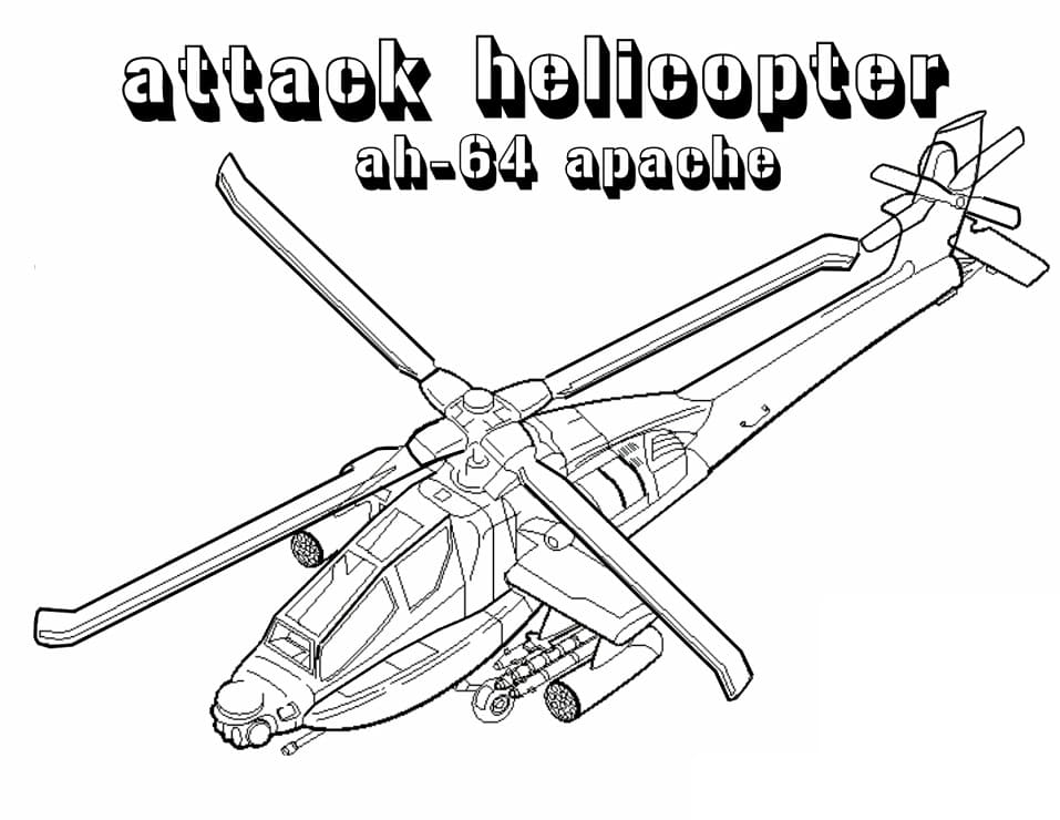 AH-64 Apache Angrebshelikopter Tegninger til Farvelægning
