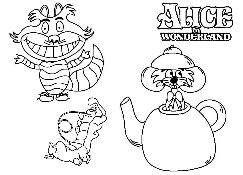 Alice i eventyrland gratis Tegninger til Farvelægning