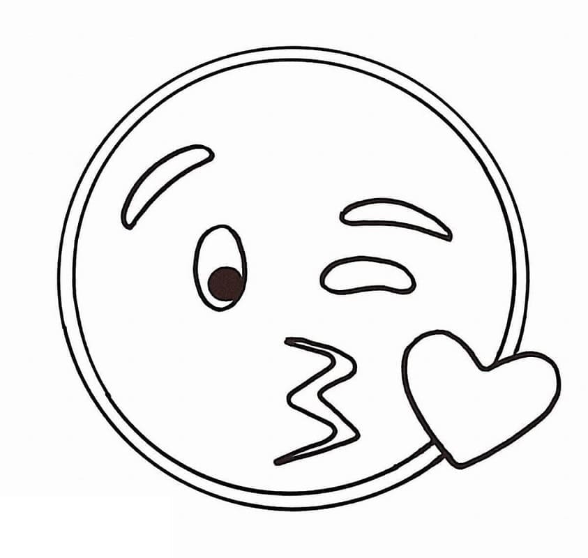 Ansigt Blæsende Kys Emoji Tegninger til Farvelægning