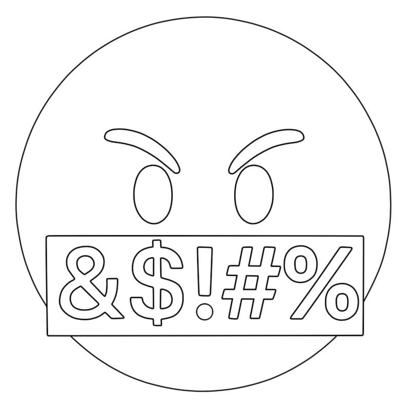 Ansigt Med Symboler på Munden Emoji Tegninger til Farvelægning