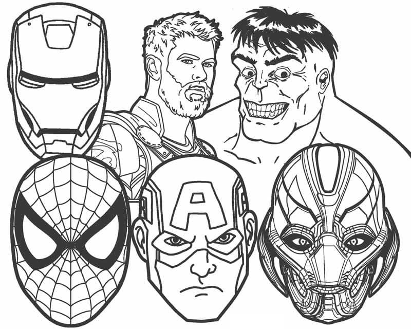 Avengers Ansigter Tegninger til Farvelægning