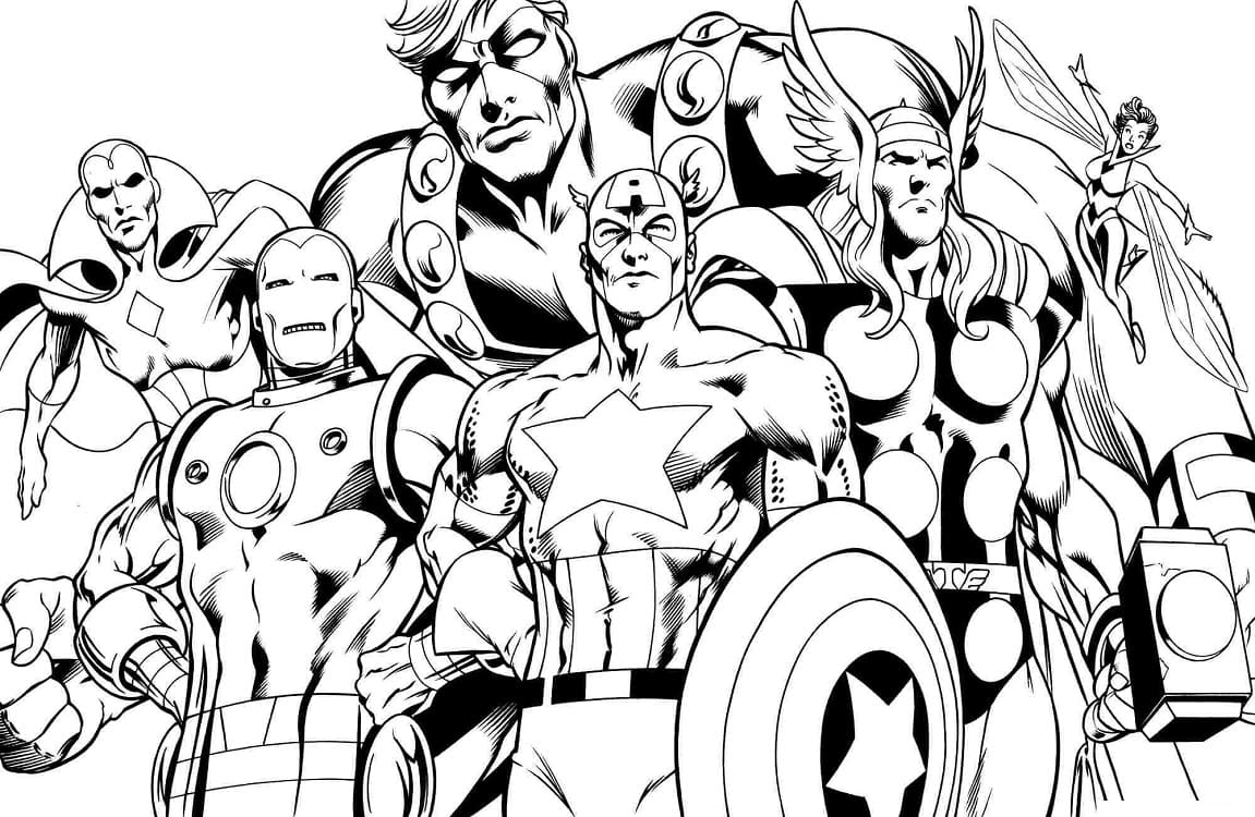 Avengers Kan Udskrives Tegninger til Farvelægning