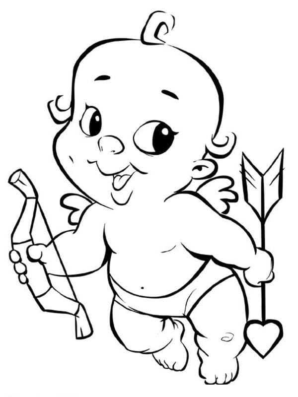 Baby Valentines Cupido Tegninger til Farvelægning