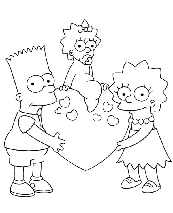 Bart, Maggie og Lisa Simpson Tegninger til Farvelægning