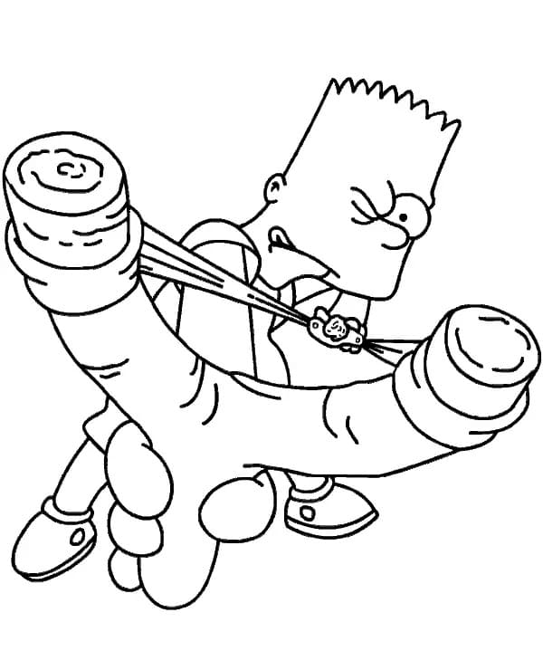 Bart Simpson og A Slingshot Tegninger til Farvelægning