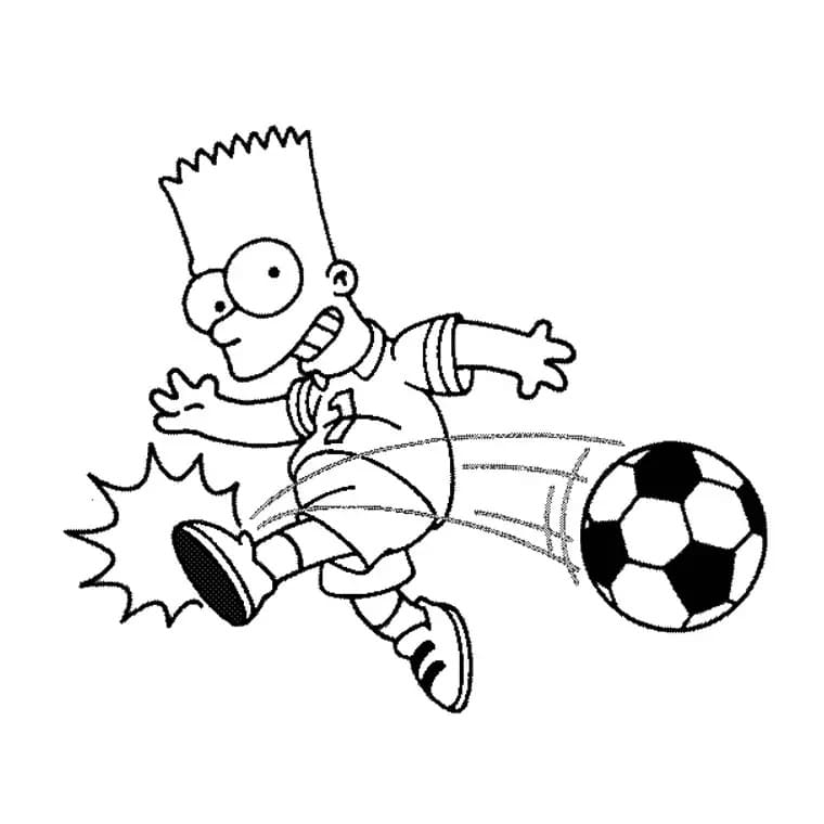 Bart Simpson Spiller Fodbold Tegninger til Farvelægning