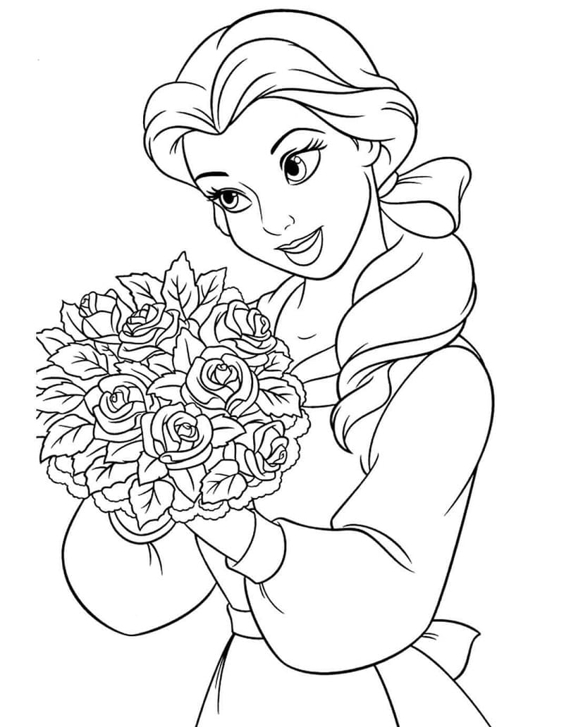 Belle Med Blomster Tegninger til Farvelægning