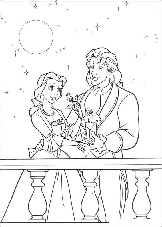 Belle og Prinsen Tegninger til Farvelægning
